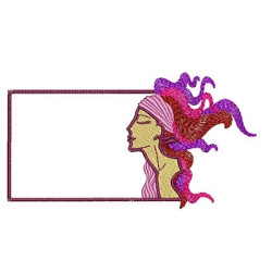 Embroidery Design Profile Female With Frame