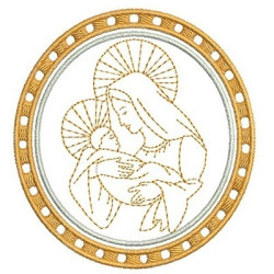 Embroidery Design Medal Of Mary And Jesus