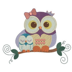 Diseño Para Bordado Búho Madre E Hijo (a) 18 Cm