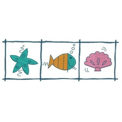 Embroidery Design Frame With Marine Animals