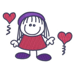 Diseño Para Bordado Muchacha Con Los Corazones