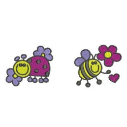 Diseño Para Bordado Mariquitas Y Bee