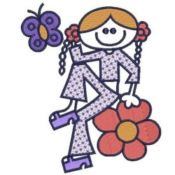 Embroidery Design Girl Sitting In Bloom