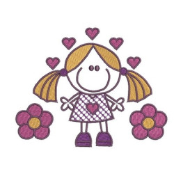 Embroidery Design Little Girl And Flowers Of Chuca