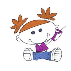 Diseño Para Bordado Muchacha En La Célula