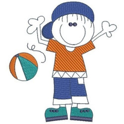 Diseño Para Bordado Muchacho Con Una Bola