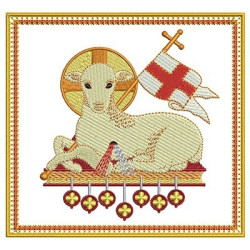 Diseño Para Bordado Conjunto De 5 Ornamentos Litúrgicos  Cordero 113