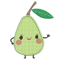 Embroidery Design Pear Cute Applied