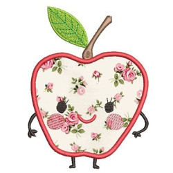 Diseño Para Bordado Manzana Cute Aplicada