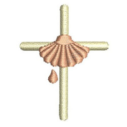 Diseño Para Bordado La Cruz De Bautismo Con Concha