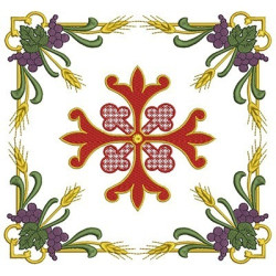 Embroidery Design Large Frame Trigos And Grapes With Cross