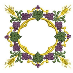 Embroidery Design Frame Small Wheat And Grapes