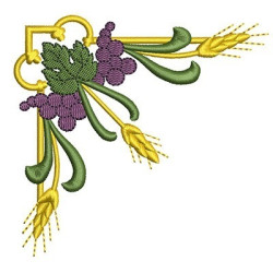 Embroidery Design Corner Wheat And Grapes