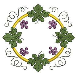 Embroidery Design Wheat And Grapes Frame 2
