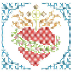 Embroidery Design Sacred Heart On Cross Point