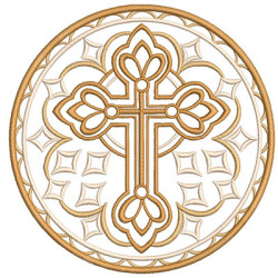 Embroidery Design Golden Medal With Cross3m