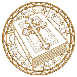 Embroidery Design Gold Medal With Bible