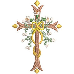 Diseño Para Bordado Cruz Con Flores 1