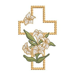 Embroidery Design Cross With Lilies
