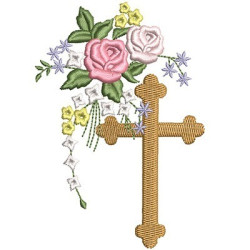 Diseño Para Bordado Cruz Con Flores 2
