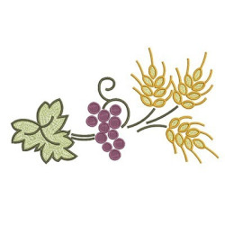 Embroidery Design Grapes With Wheats 1