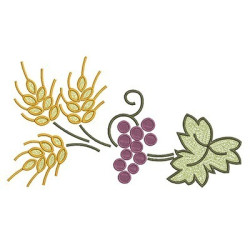 Embroidery Design Grapes With Wheats 2
