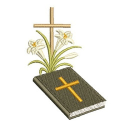 HOLY CROSS BIBLE WITH LILIES 2