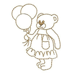 Embroidery Design Bear With Balloons