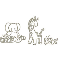 Embroidery Design Safari Elephant And Giraffe
