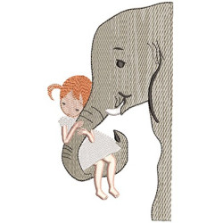 Embroidery Design Girl And The Elephant Big