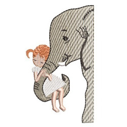 Embroidery Design Girl And The Little Elephant