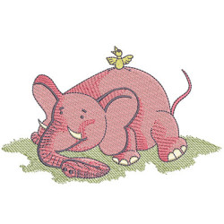 Embroidery Design Elephant And The Birdie 15 Cm