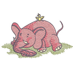 Embroidery Design Elephant And The Birdie 10 Cm