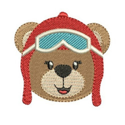 Embroidery Design Bear Female Aviator