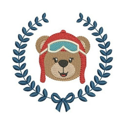 Embroidery Design Bear Aviator Female In Frame