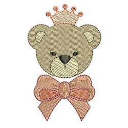Embroidery Design Bear Girl With Crown And Tie