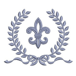 Matriz De Bordado Moldura De Acácias Com Flor De Lis 3