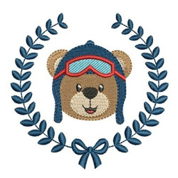 Diseño Para Bordado Oso Aviador En Marco