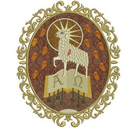 Diseño Para Bordado Cordero En Marco Con Aplique Tela