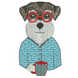 Matriz De Bordado Cachorro Tomando Café