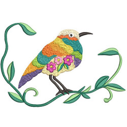 Diseño Para Bordado Pájaro Colorido