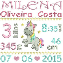 Embroidery Design Personalizable Birth Unicorn