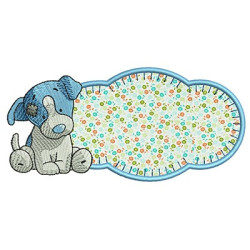 Embroidery Design Dog With Frame Applied