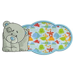 Embroidery Design Polar Bear In Applied Frame