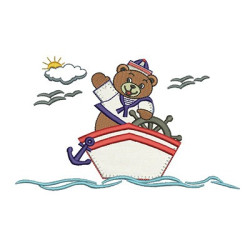 Embroidery Design Bear Applied Sailor 19 Cm