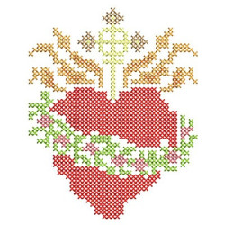 Embroidery Design Sacred Heart On Cross Point