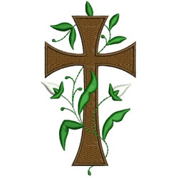 Embroidery Design Cross With Foliage