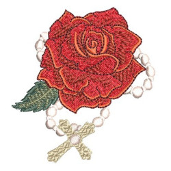 Embroidery Design Rose With Rosary