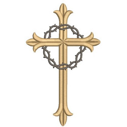 Embroidery Design Cross With Crown Of Thorns