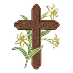 Embroidery Design Cross With Lilies 10 Cm